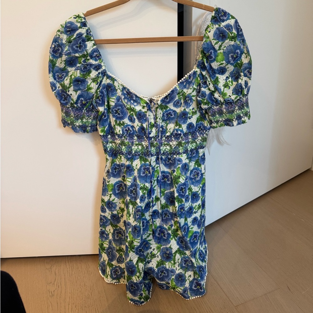 Alice + Olivia Blue and Green Floral Mini Dress - Picture 3 of 4